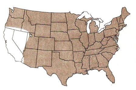 
Poison ivy territory in the U.S.
